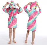 Kids 3 Colorful Rainbow Stars Unicorn Soft Bathrobe Sleepwear Fannel Comfortable Loungewear