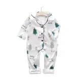 Toddler Kid Boys Prints Trees Letters Long Sleeves Pajamas Rayon Silk Sleepwear Set