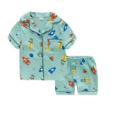 Toddler Kids Boy Space Rocket Short Pajamas Sleepwear Set Cotton Pjs
