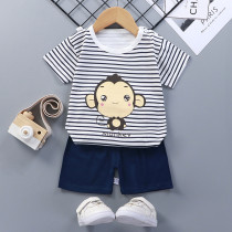 Toddler Kids Boy Print Stripe Monkey Summer Short Pajamas Sleepwear Set Cotton Pjs