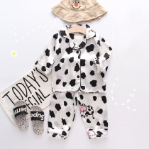 Toddler Kid Boys Print Cow Long Sleeves Pajamas Rayon Silk Sleepwear Set