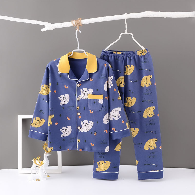 Toddler Kid Boys Print Polar Bear Pajamas Sleepwear Set Long Sleeves Cotton Pjs