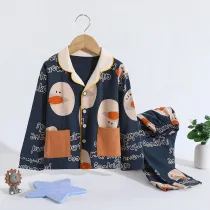 Toddler Kid Boys Print Cute Duck Pajamas Sleepwear Set Long Sleeves Cotton Pjs