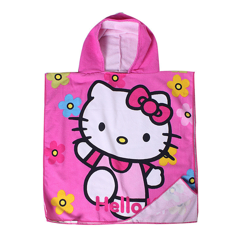 Kid Pink Hello Kitty Hooded Bathrobe Towel Bathrobe Cloak