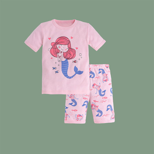 Toddler Kids Girl Mermaid Summer Short Pajamas Sleepwear Set Cotton Pjs