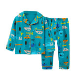 Toddler Kid Boys Prints Cars Long Sleeves Pajamas Rayon Silk Sleepwear Set