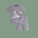 Toddler Kids Girl Stars Unicorn Summer Short Pajamas Sleepwear Set Cotton Pjs