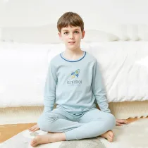 Toddler Kid Boys Print Rocket Pajamas Sleepwear Set Long Sleeves Cotton Pjs