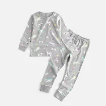 Toddler Girl Print Stars Unicorn Pajamas Sleepwear Long Sleeve Tee & Leggings 2 Pieces Sets