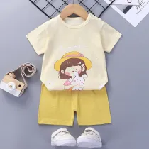 Toddler Kids Girl Rabbit Summer Short Pajamas Sleepwear Set Cotton Pjs