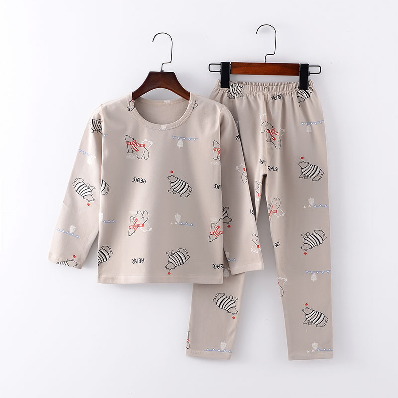 Toddler Kid Boys Print Polar Bear Pajamas Sleepwear Set Long Sleeves Cotton Pjs