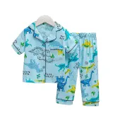 Toddler Kids Boy Dinosaur Family Short Sleeves And Long Pants Sleepwear Set Cotton Pjs