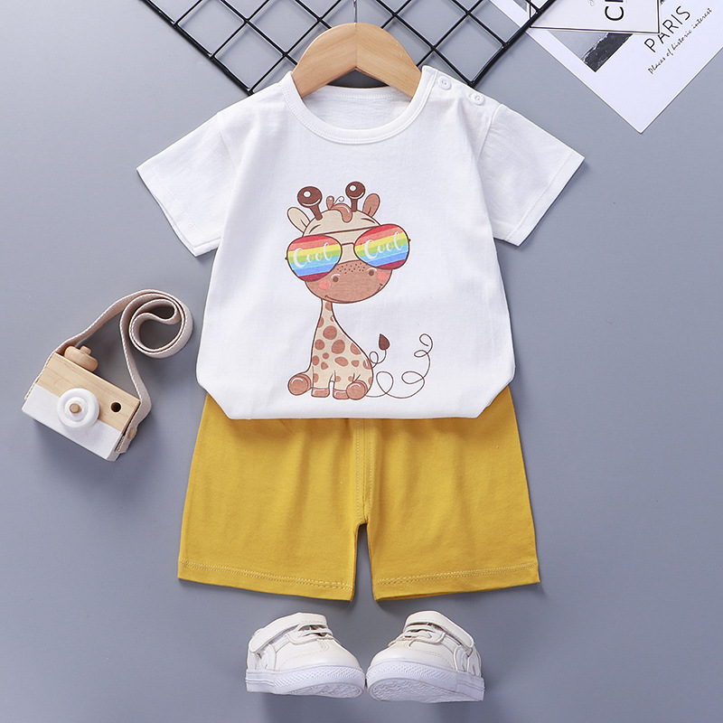 Toddler Kids Boy Spectacled Deer Short Pajamas Sleepwear Set Cotton Pjs