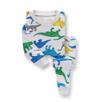 Toddler Kid Boys Print Green Dinosaur Pajamas Sleepwear Set Long Sleeves Cotton Pjs
