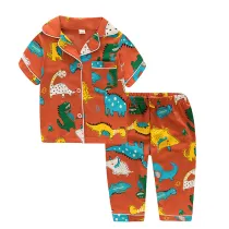 Toddler Kids Boy Dinosaur Family Short Sleeves And Long Pants Sleepwear Set Cotton Pjs