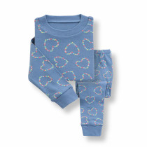 Toddler Girl Kids Colorful Dots Hearts Sleeves Pajamas Cotton Sleepwear Set