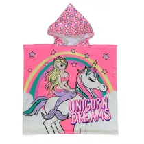 Kid Pink Beauty Unicorn Hooded Bathrobe Towel Bathrobe Cloak