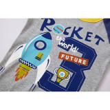 Toddler Kid Boys Print Rocket Trophy Pajamas Sleepwear Set Long Sleeves Cotton Pjs