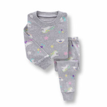 Toddler Girl Kids Print Star Unicorn Long Sleeves Pajamas Cotton Sleepwear Set