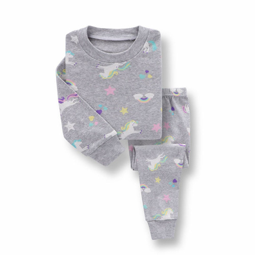 Toddler Girl Kids Print Star Unicorn Long Sleeves Pajamas Cotton Sleepwear Set