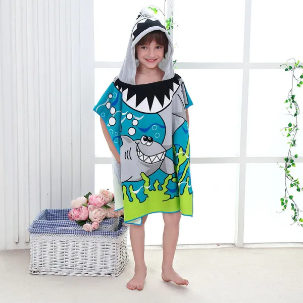 Kid Seaweed Shark Hooded Bathrobe Towel Bathrobe Cloak