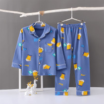 Toddler Kid Boys Print Running Yellow Duck Pajamas Sleepwear Set Long Sleeves Cotton Pjs