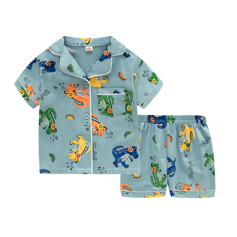 Toddler Kids Boy Music Dinosaur Short Pajamas Sleepwear Set Cotton Pjs