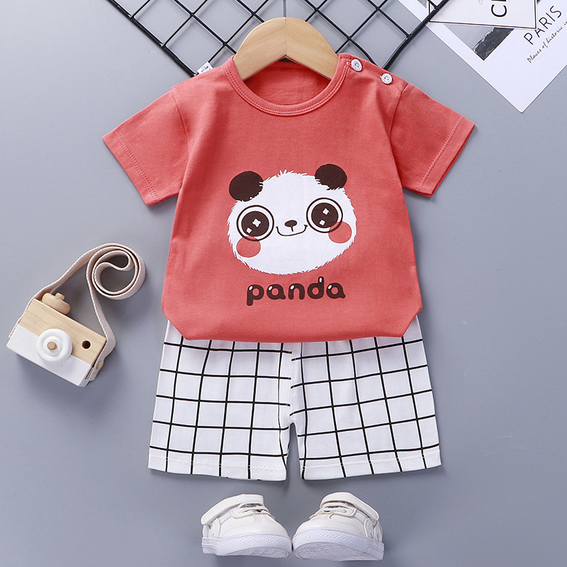 Toddler Kids Boy Print Panda Summer Short Pajamas Sleepwear Set Cotton Pjs