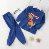 Toddler Kid Boys Print Boxing Dinosaur Pajamas Sleepwear Set Long Sleeves Cotton Pjs