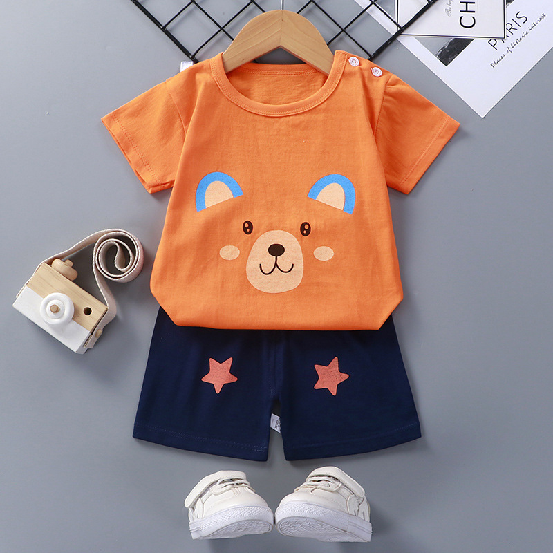 Toddler Kids Boy Print Cute Bear Short Pajamas Sleepwear Set Cotton Pjs