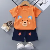 Toddler Kids Boy Print Cute Bear Short Pajamas Sleepwear Set Cotton Pjs