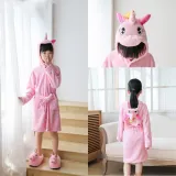 Kid Colorful Stars Unicorn Soft Bathrobe Sleepwear Fannel Comfortable Loungewear