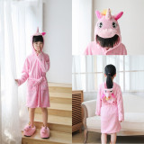Kid Colorful Stars Unicorn Soft Bathrobe Sleepwear Fannel Comfortable Loungewear