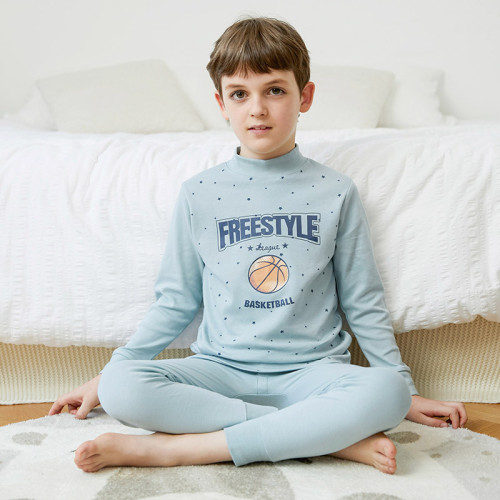 Toddler Kid Boys Print Basketball Pajamas Sleepwear Set Long Sleeves Cotton Pjs