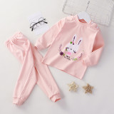 Toddler Girl Print Dots Cute Rabbit Pajamas Sleepwear Long Sleeve Tee & Leggings 2 Pieces Sets