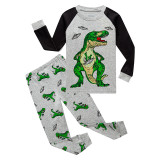 Toddler Kid Boys Print UFO Dinosaur Pajamas Sleepwear Set Long Sleeves Cotton Pjs