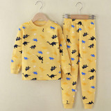 Toddler Kid Boys Dinosaurs Print Pajamas Sleepwear Set Long Sleeves Cotton Pjs