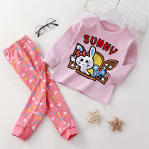 Toddler Girl Print Sunny Rabbits Pajamas Sleepwear Long Sleeve Tee & Leggings 2 Pieces Sets