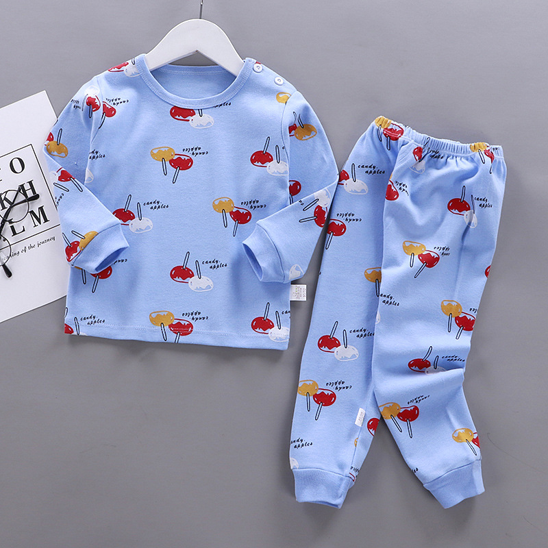 Toddler Kid Boys Print Candy Pajamas Sleepwear Set Long Sleeves Cotton Pjs