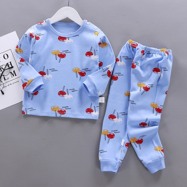 Toddler Kid Boys Print Candy Pajamas Sleepwear Set Long Sleeves Cotton Pjs