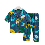 Toddler Kids Boy Dinosaur Family Short Sleeves And Long Pants Sleepwear Set Cotton Pjs