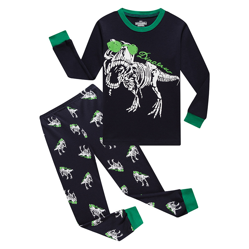 Toddler Kid Boys Print Dinosaur Pajamas Sleepwear Set Long Sleeves Cotton Pjs