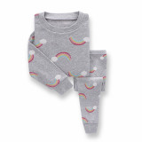 Toddler Girl Kids Print Starry Sky Rainbow Unicorn Long Sleeves Pajamas Cotton Sleepwear Set