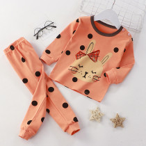 Toddler Girl Print Dots Cute Rabbit Pajamas Sleepwear Long Sleeve Tee & Leggings 2 Pieces Sets