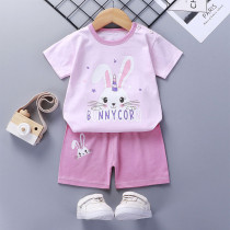 Toddler Kids Girl Print Rabbit Summer Short Pajamas Sleepwear Set Cotton Pjs