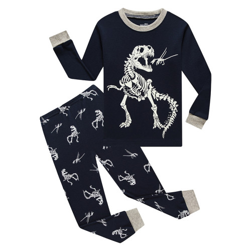 Toddler Kid Boys Print Dinosaur Pajamas Sleepwear Set Long Sleeves Cotton Pjs