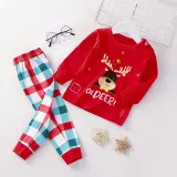Toddler Kid Boys Print Cute Deer Christmas Pajamas Sleepwear Set Long Sleeves Cotton Pjs