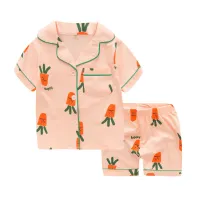 Toddler Kids Girl Happy Carrot Summer Short Pajamas Sleepwear Set Cotton Pjs