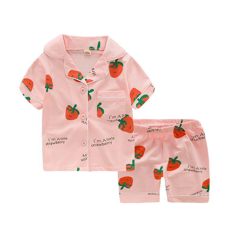 Toddler Kids Girl Strawberry Summer Short Pajamas Sleepwear Set Cotton Pjs