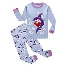 Toddler Girl Print Heart Shark Pajamas Sleepwear Long Sleeve Tee & Leggings 2 Pieces Sets